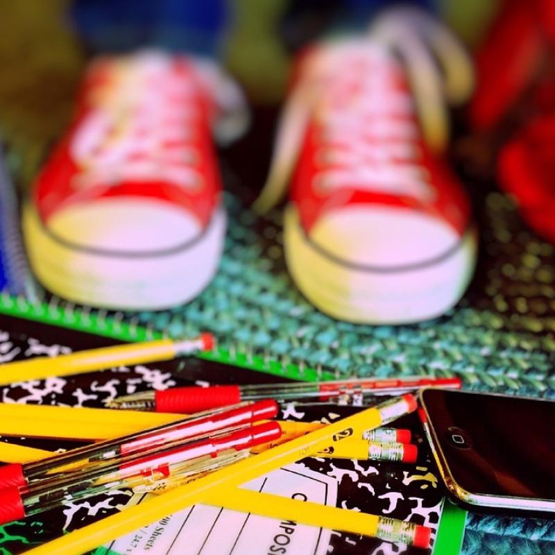 Image of shoes and pencils